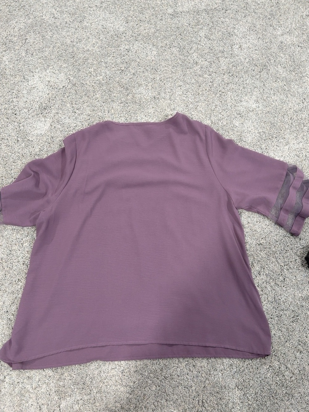 BloomChic Mauve Short Sleeve Tee with Sheer Sleeve Stripes
